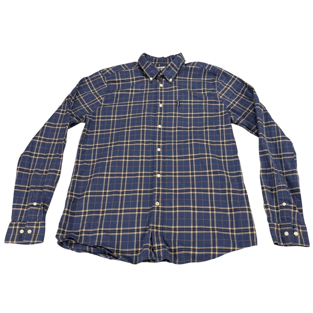 Barbour Highland Check 21 Tailored Fit Shirt Mens Medium Blue Plaid